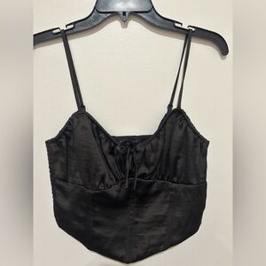 Kendall & Kylie Black Satin Top